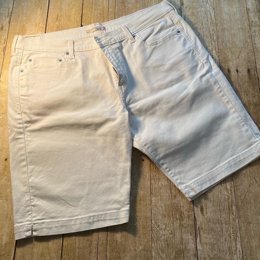 Levi's 515 Women’s White Long Length Jean Denim Shorts EUC 10-inch Inseam